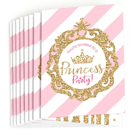 Big Dot of Happiness Little Princess Crown - Fill In Pink and Gold Princess Baby Shower or Birthday Party Invitations (8 count) {3}