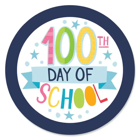 Big Dot of Happiness Happy 100th Day of School - 100 Days Party Circle Sticker Labels - 24 Count {1}