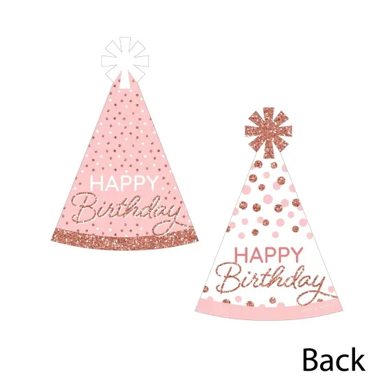 Big Dot of Happiness Pink Rose Gold Birthday - Birthday Hat Shaped Paper Cut-Outs - DIY Decorations Happy Birthday Party Essentials - Set of 20 {4}