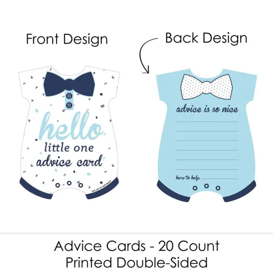 Big Dot of Happiness Hello Little One - Blue and Silver - Baby Bodysuit Wish Card Boy Baby Shower Activities - Shaped Advice Cards Game - Set of 20 {4}