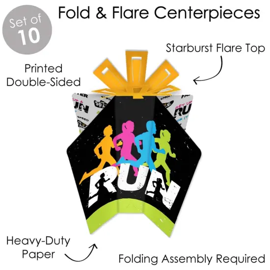 Big Dot of Happiness Set the Pace - Running - Table Decorations - Track, Cross Country or Marathon Party Fold and Flare Centerpieces - 10 Count {4}