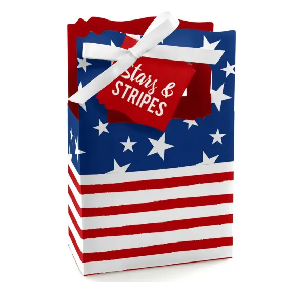 Big Dot of Happiness Stars & Stripes - Memorial Day, 4th of July and Labor Day USA Patriotic Independence Day Party Favor Boxes - Set of 12 {1}