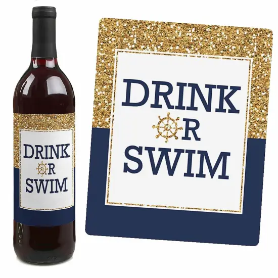 Big Dot of Happiness Last Sail Before the Veil - Nautical Bridal Shower and Bachelorette Party Gift for Women - Wine Bottle Label Stickers - Set of 4 {4}