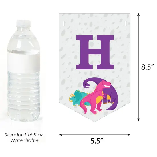 Big Dot of Happiness 3rd Birthday Roar Dinosaur Girl - Three Rex Dino Third Birthday Party Bunting Banner - Party Decorations - Happy 3rd Birthday {4}