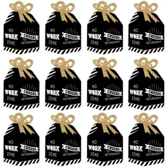 Big Dot of Happiness Happy Retirement - Square Favor Gift Boxes - Retirement Party Bow Boxes - Set of 12 {6}