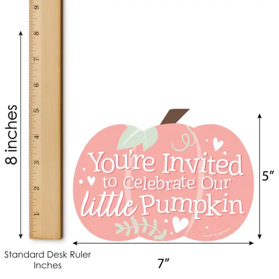 Big Dot of Happiness Girl Little Pumpkin - Shaped Fill-In Invitations - Fall Birthday Party or Baby Shower Invitation Cards with Envelopes - Set of 12 {7}