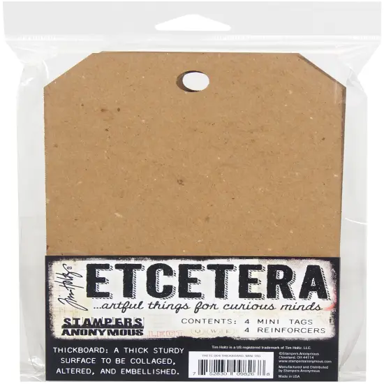 Tim Holtz Etcetera Mini Tag-4 Mini Tags And 4 Reinforcers {1}