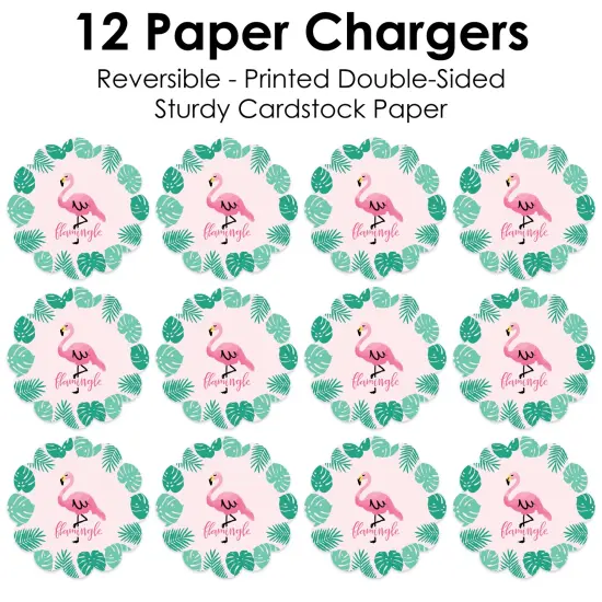 Big Dot of Happiness Pink Flamingo - Tropical Summer Party Round Table Decorations - Paper Chargers - Place Setting For 12 {7}