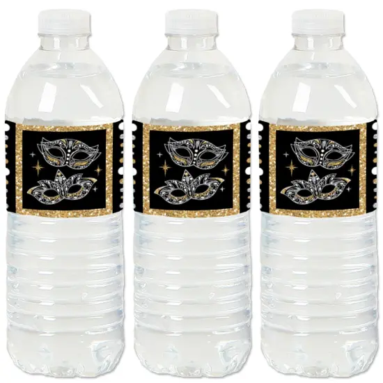Big Dot of Happiness Masquerade - Carnival Mask Party Water Bottle Sticker Labels - Set of 20 {1}