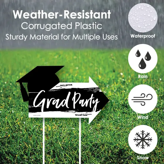 Big Dot of Happiness Black and White Grad - Best is Yet to Come - 2 Arrows and 1 Welcome Thank You Lawn Sign - Double Sided Yard Sign Set - 3 Pieces {4}