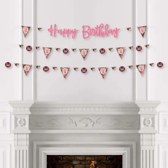 Big Dot of Happiness Pink Gone Hunting - Deer Hunting Girl Camo Birthday Party Letter Banner Decor - 36 Banner Cutouts & Happy Birthday Banner Letters {4}