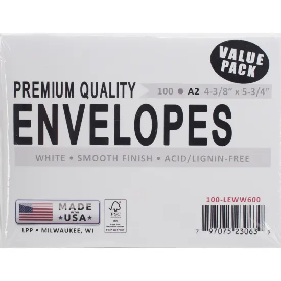 Leader A2 Envelopes (4.375"X5.75") 100/Pkg-White {1}