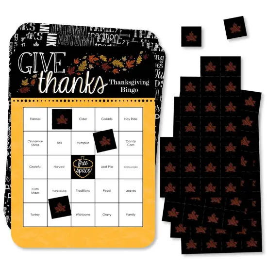 Big Dot of Happiness Give Thanks - Bingo Cards and Markers - Thanksgiving Party Bingo Game - Set of 18 {1}