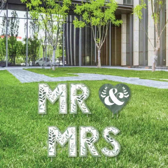 Big Dot of Happiness Boho Botanical Bride - Yard Sign Outdoor Lawn Decorations - Greenery Bridal Shower and Wedding Party Yard Signs - Mr and Mrs {1}