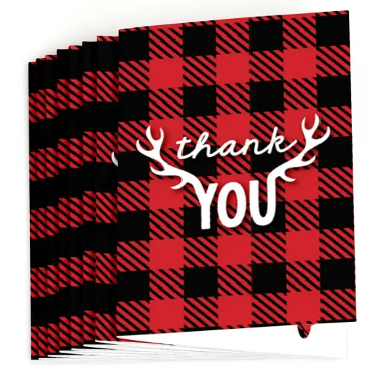 Big Dot of Happiness Prancing Plaid - Christmas and Holiday Buffalo Plaid Party Thank You Cards (8 Count) {3}