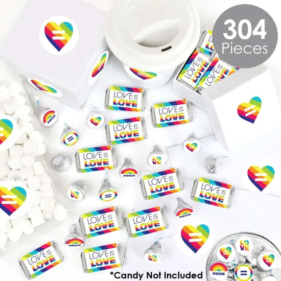 Big Dot of Happiness Love is Love - Pride - Rainbow Party Candy Favor Sticker Kit - 304 Pieces {3}