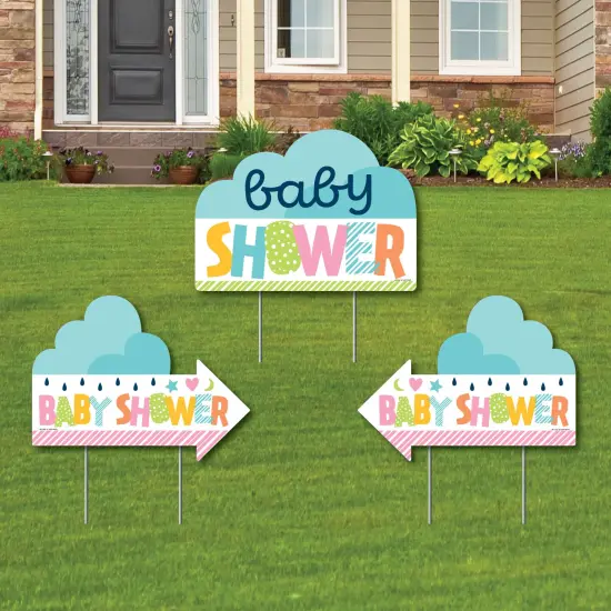 Big Dot of Happiness Colorful Baby Shower - Gender Neutral Party Yard Sign with Stakes - Double Sided Outdoor Lawn Sign - Set of 3 {1}