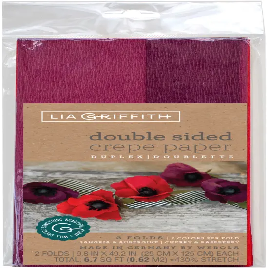 Lia Griffith Double-Sided Extra Fine Crepe Paper 2/Pkg-Sangria/Aubergine & Cherry/Raspberry {1}
