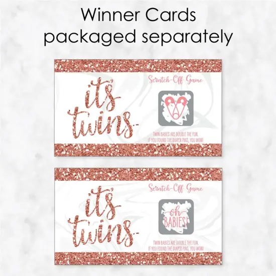 Big Dot of Happiness It's Twin Girls - Pink and Rose Gold Twins Baby Shower Game Scratch Off Cards - 22 Count {4}