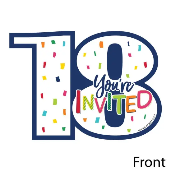 Big Dot of Happiness 18th Birthday - Cheerful Happy Birthday - Shaped Fill-In Invites - Eighteenth Birthday Invites Cards with Envelopes - Set of 12 {3}
