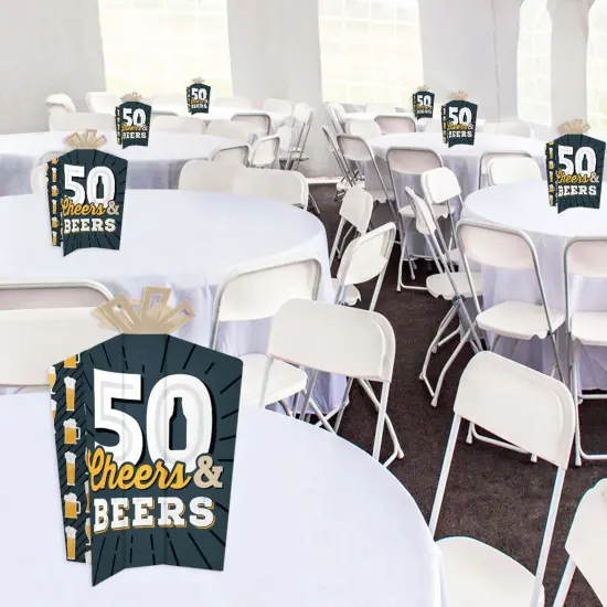 Big Dot of Happiness Cheers and Beers to 50 Years - Table Decorations - 50th Birthday Party Fold and Flare Centerpieces - 10 Count {6}
