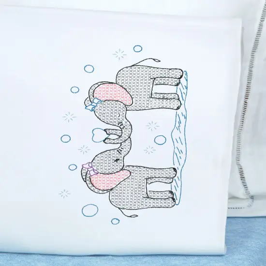 Jack Dempsey Children's Stamped Pillowcase W/Perle Edge-Elephants {2}