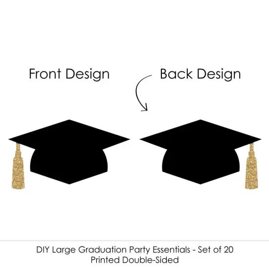 Big Dot of Happiness Gold Graduation Hat Decorations - DIY Large Party Essentials - 20 Count {7}