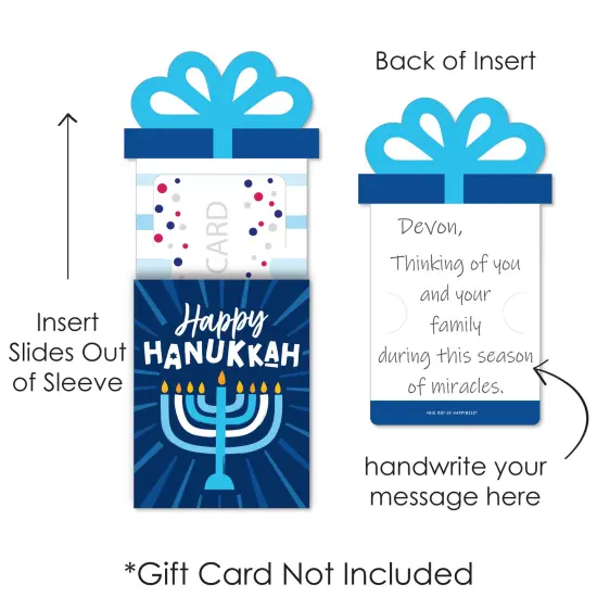 Big Dot of Happiness Hanukkah Menorah - Chanukah Holiday Party Money and Gift Card Sleeves - Nifty Gifty Card Holders - Set of 8 {7}