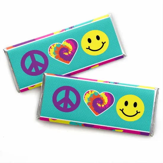 Big Dot of Happiness 60's Hippie - Candy Bar Wrapper 1960s Groovy Party Favors - Set of 24 {1}