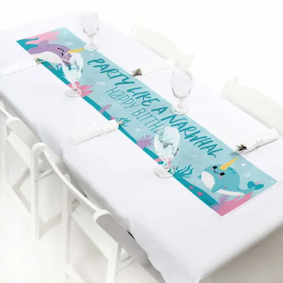 Big Dot of Happiness Narwhal Girl - Under The Sea Happy Birthday Decorations Party Banner {7}