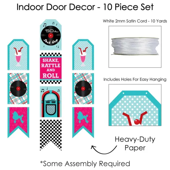 Big Dot of Happiness 50's Sock Hop - Hanging Vertical Paper Door Banners - 1950s Rock N Roll Party Wall Decoration Kit - Indoor Door Decor {6}