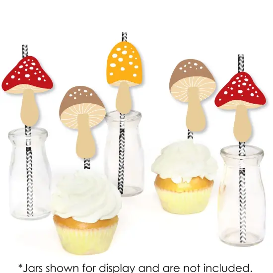 Big Dot of Happiness Wild Mushrooms - Paper Straw Decor - Red Toadstool Party Striped Decorative Straws - Set of 24 {6}