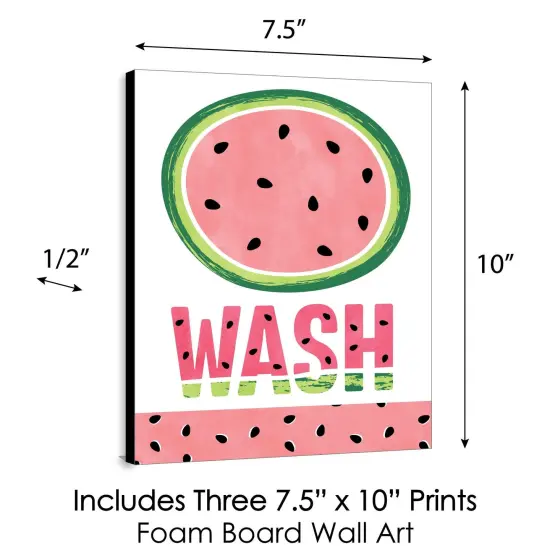 Big Dot of Happiness Sweet Watermelon - Fruit Kids Bathroom Rules Wall Art - 7.5 x 10 inches - Set of 3 Signs - Wash, Brush, Flush {6}