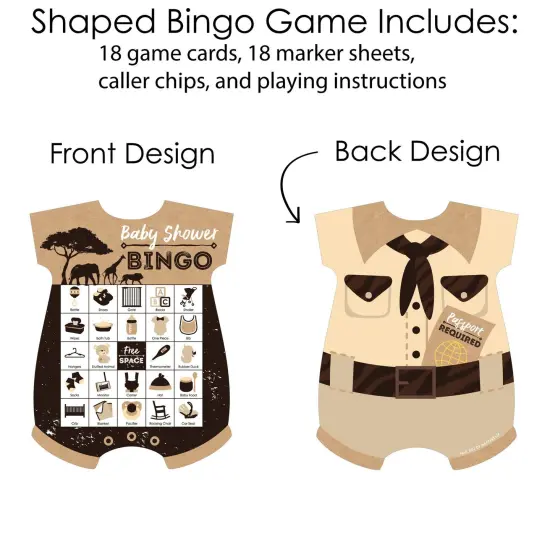 Big Dot of Happiness Wild Safari - Picture Bingo Cards and Markers - African Jungle Adventure Baby Shower Shaped Bingo Game - Set of 18 {4}