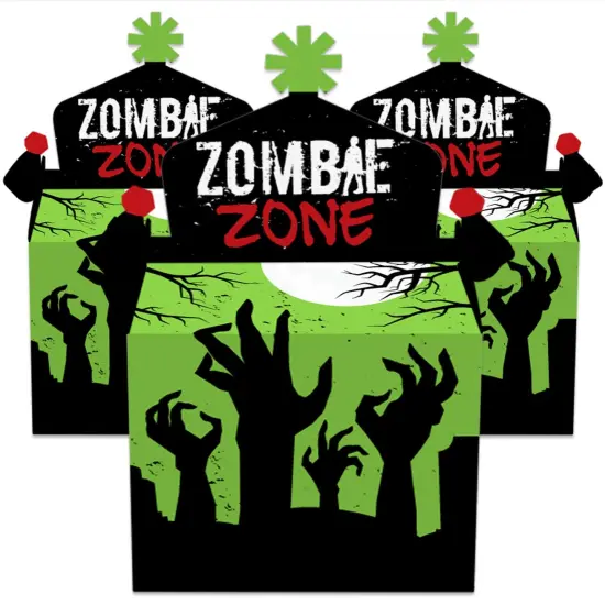 Big Dot of Happiness Zombie Zone - Treat Box Party Favors - Halloween or Birthday Zombie Crawl Party Goodie Gable Boxes - Set of 12 {3}