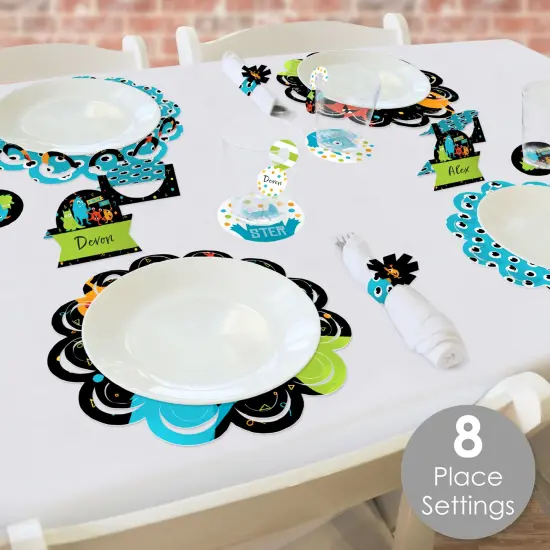 Big Dot of Happiness Monster Bash - Birthday Party or Baby Shower Paper Charger and Table Decorations - Chargerific Kit - Place Setting for 8 {3}