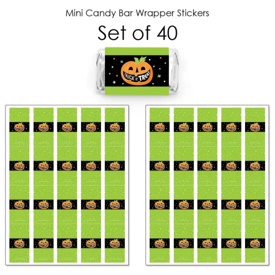 Big Dot of Happiness Jack-O'-Lantern Halloween - Mini Candy Bar Wrapper Stickers - Kids Halloween Party Small Favors - 40 Count {4}