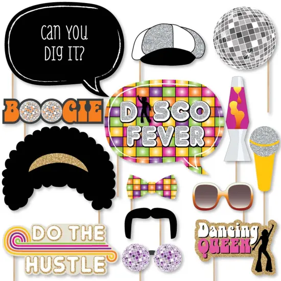 Big Dot of Happiness 70's Disco - 1970s Disco Fever Party Photo Booth Props Kit - 20 Count {1}