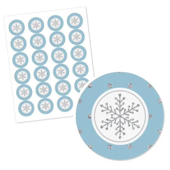 Big Dot of Happiness Winter Wonderland - Snowflake Holiday Party and Winter Wedding Circle Sticker Labels - 24 Count {3}