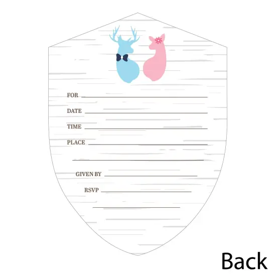 Big Dot of Happiness Buck or Doe - Shaped Fill-In Invitations - Hunting Gender Reveal Party Invitation Cards with Envelopes - Set of 12 {6}