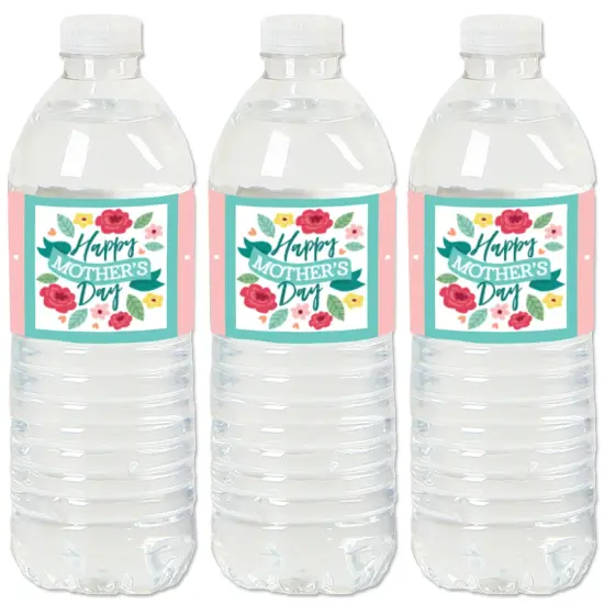 Big Dot of Happiness Colorful Floral Happy Mother's Day - We Love Mom Party Water Bottle Sticker Labels - Set of 20 {1}