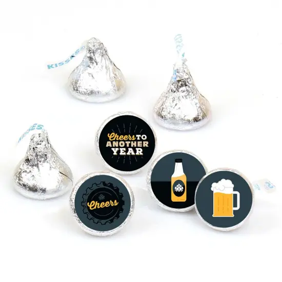 Big Dot of Happiness Cheers and Beers Happy Birthday - Birthday Party Round Candy Sticker Favors - Labels Fits Chocolate Candy (1 sheet of 108) {1}