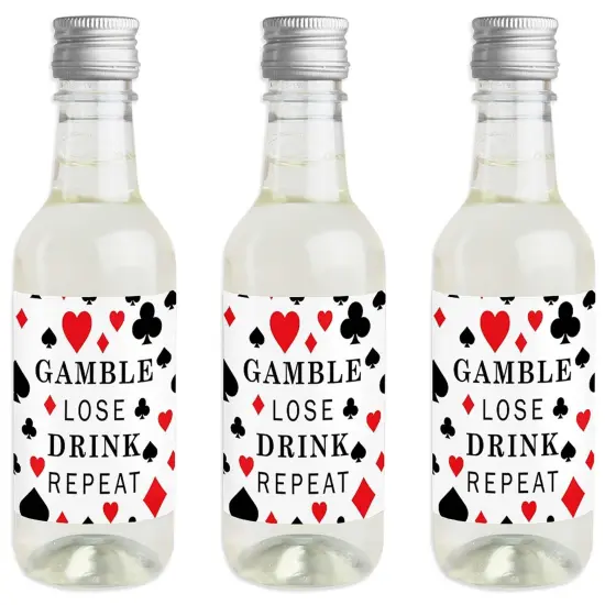 Big Dot of Happiness Las Vegas - Mini Wine and Champagne Bottle Label Stickers - Casino Party Favor Gift for Women and Men - Set of 16 {1}