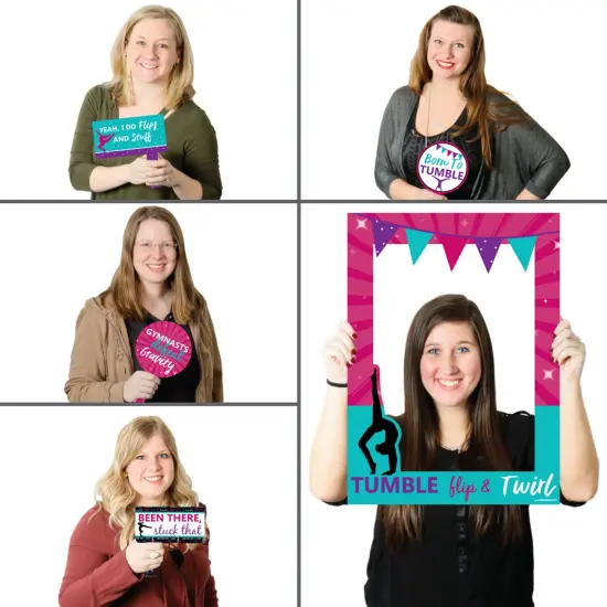 Big Dot of Happiness Tumble Flip & Twirl - Gymnastics - Birthday Gymnast Party Selfie Photo Booth Picture Frame & Props - Printed on Sturdy Material {3}