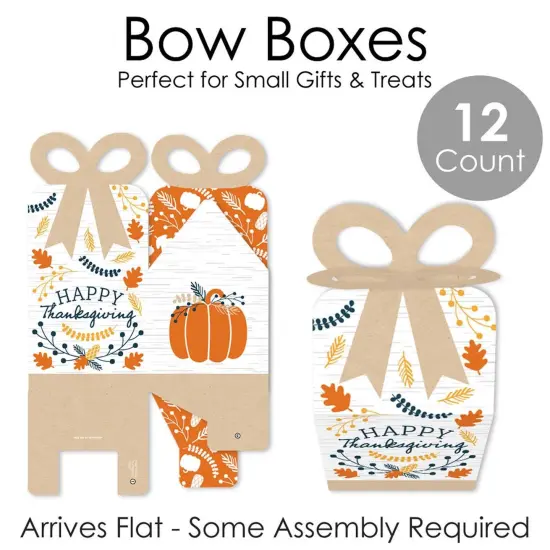Big Dot of Happiness Happy Thanksgiving - Square Favor Gift Boxes - Fall Harvest Party Bow Boxes - Set of 12 {7}