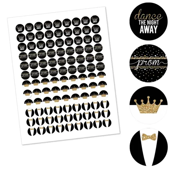 Big Dot of Happiness Prom - Round Candy Prom Night Sticker Favors - Party Decorations - Labels Fits Chocolate Candy (1 sheet of 108) {3}