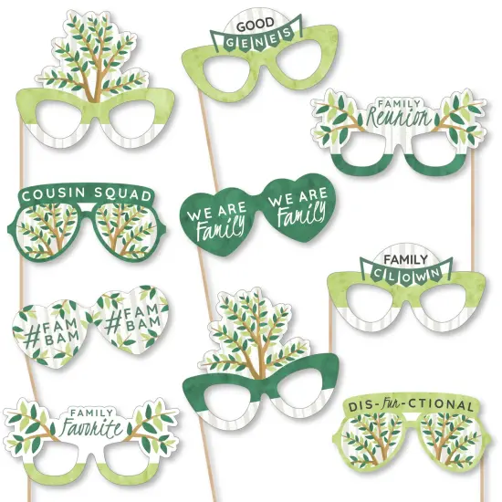 Big Dot of Happiness Family Tree Reunion Glasses - Paper Card Stock Family Gathering Party Photo Booth Props Kit - 10 Count {1}