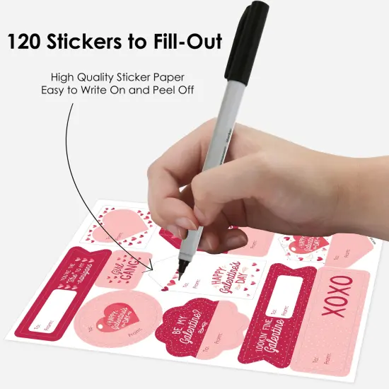 Big Dot of Happiness Happy Galentine's Day - Assorted Valentine's Day Party Gift Tag Labels - To and From Stickers - 12 Sheets - 120 Stickers {4}