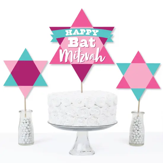Big Dot of Happiness Pink Bat Mitzvah - Girl Party Centerpiece Sticks - Table Toppers - Set of 15 {4}