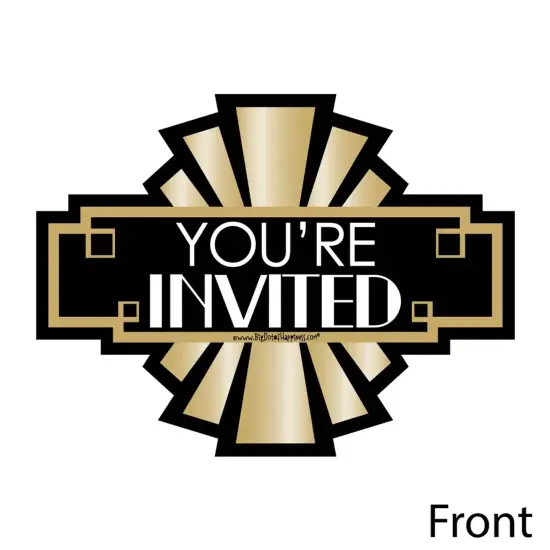 Big Dot of Happiness Roaring 20's - Shaped Fill-in Invitations - 1920s Art Deco Jazz Party Invitation Cards with Envelopes - Set of 12 {3}